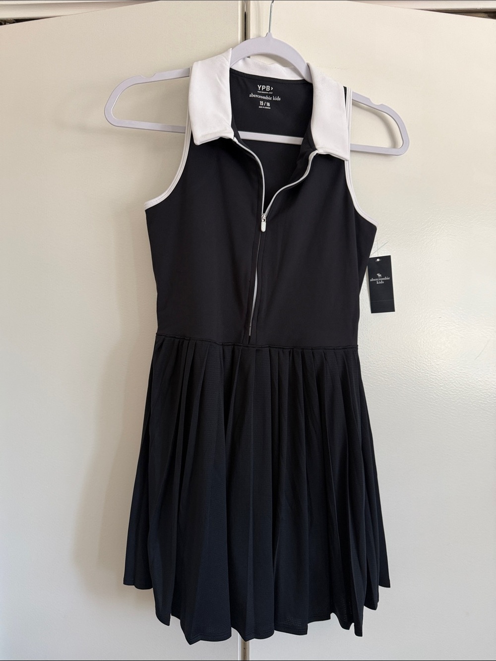 Abercrombie Kids Girls' Black & White Collared Zip Tennis Dress